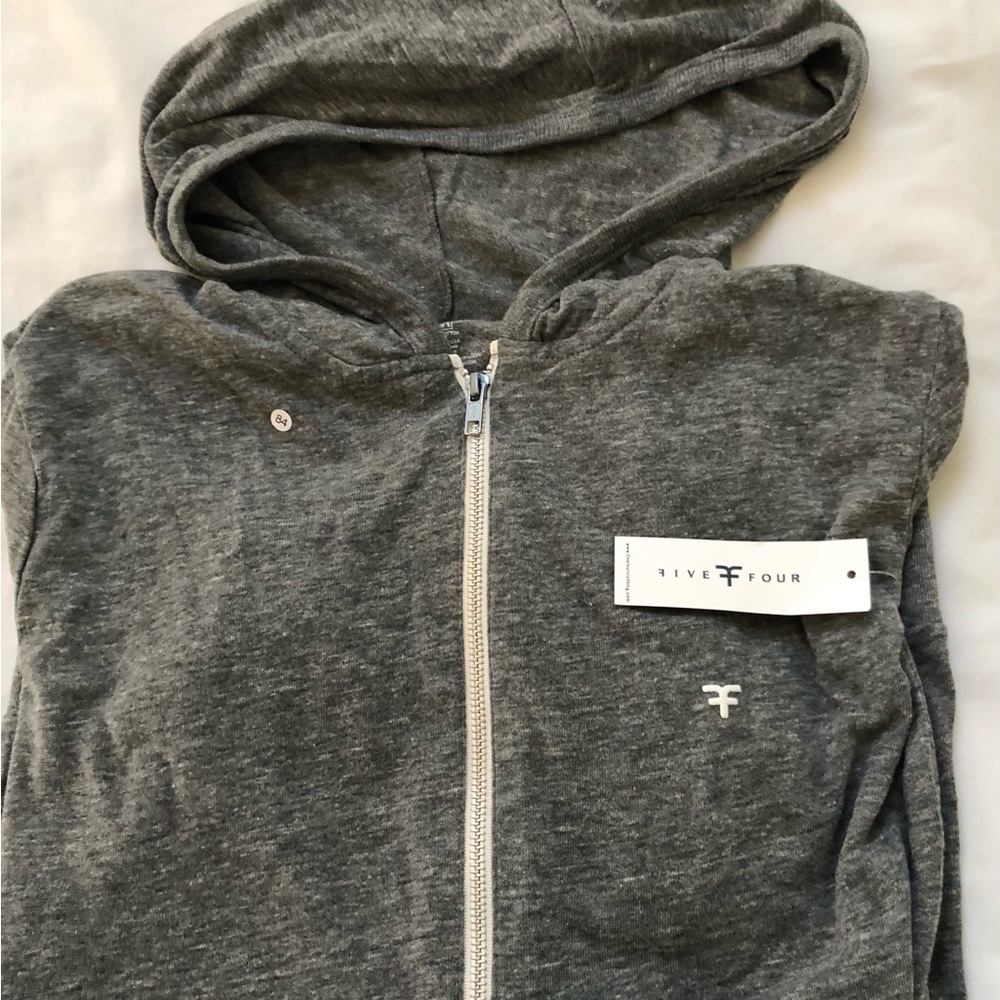 Five Four Charcoal Gray Zip-Up Hoodie With Split Kangaroo Pocket Lightweight